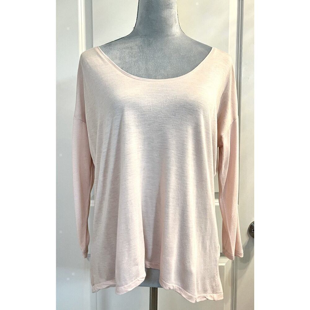 J Crew Modal Blend Tunic Top Blouse Sz Medium Scoop Neck Long Sleeve Pink